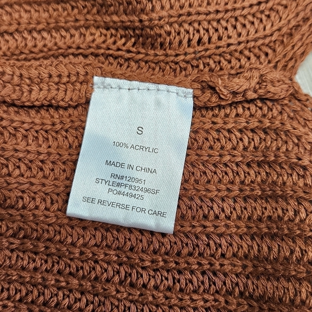 Pinque Stitch Fix Jamelya Rust Open Cardigan Back Detail Sweater Women's Small - Picture 11 of 11